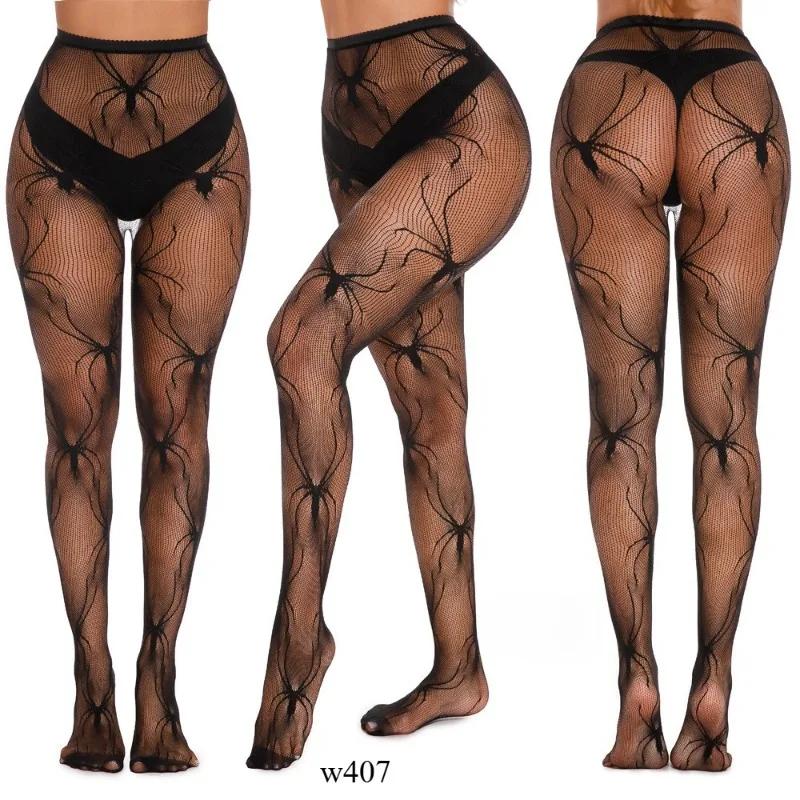 High Elasticity Jacquard Fishing Net  Sexy Silk Stockings Spider Web Silk Stockings White Moon Butterfly Jumpsuit Silk Stockings