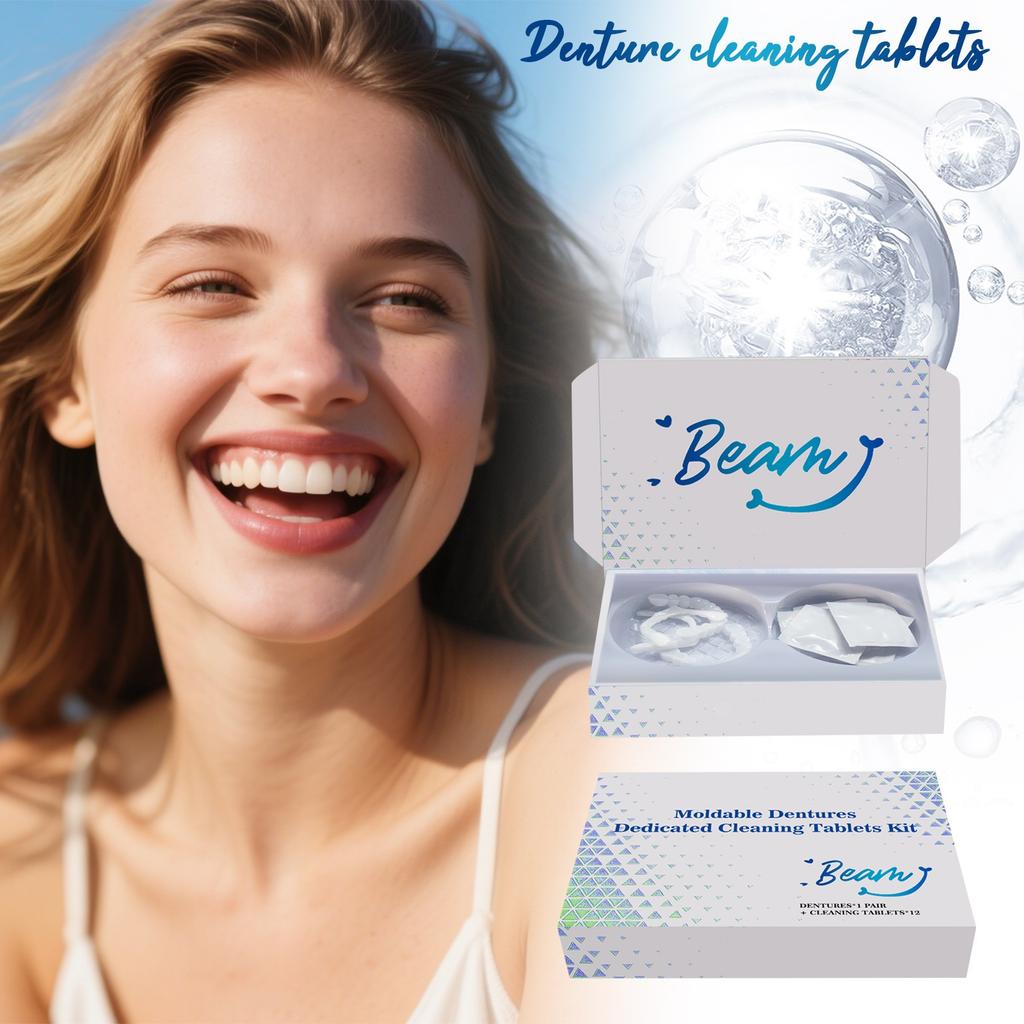 Denture Set With Cleaning Tablets Confident Smile Enhance The Aesthetics Of Your Smile Comfortable Material Dentures