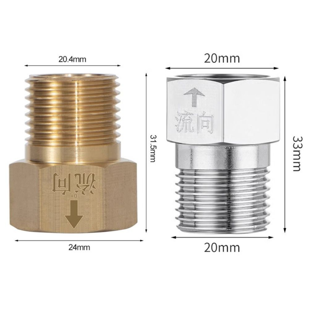 Латунный односторонний клапан Золотой Серебряный Обратный клапан Портативный обратный клапан Водонагреватель