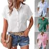 Summer Women's Casual Shirt Solid Color Lapel Button Short Sleeve Tunic Shirt Business Casual Work Shirt Office Femininity Top