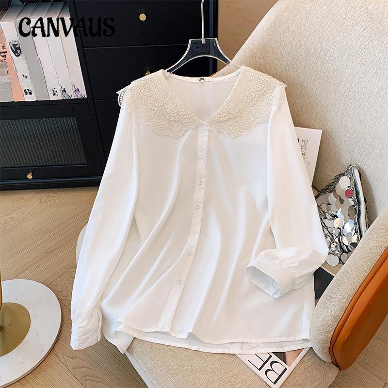 Spring and Autumn Plus Size Women's Shirt Doll Collar Shirt