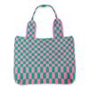 Simple Checkerboard Single Shoulder Knit Bag Women's Large Capacity Shopping Bag Tote Bag Student Backpack