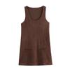 2024 Winter Women's Retro U-Neck Suede Effect Sleeveless Short Dress - European & American Style