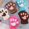 Winter Warm Fingerless Gloves Lovely Sweet Bear Paw Thickened Plush Half Finger Glove Multicolor Fluffy Soft Cat Claw Mittens