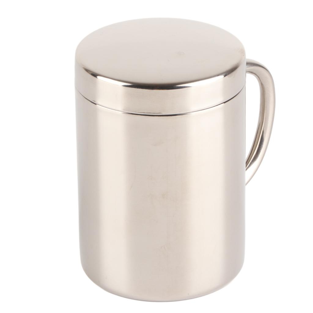 Stainless Steel Coffee Mug Minimalist Fashionable Large Capacity Coffee Cup with Lid for Home 400ml
