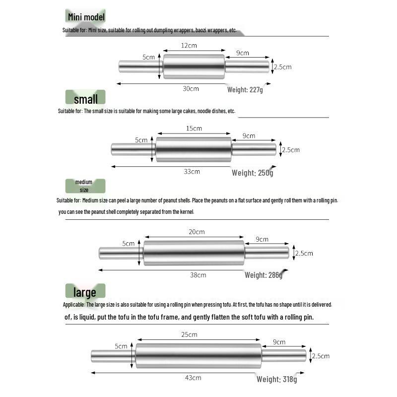 Stainless Steel Seamless Rolling Pin for Dough, Dumplings, Noodles, and Baking