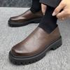 Thick Bottom Men's Outdoor Shoes Men All-match Loafers New Breathable Men Casual Shoes 2024 Leather Handmade Mens Slip On Flats