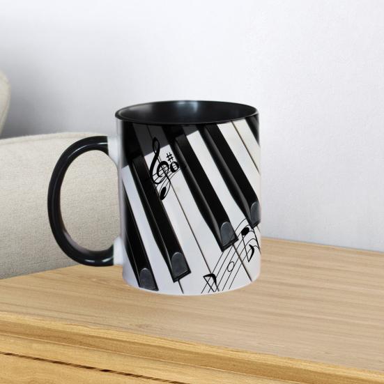 Musical Coffee Mug Ceramic Novelty Music Note Cup Large 350ml Capacity Guitar Piano Violin Design Hot Drinking