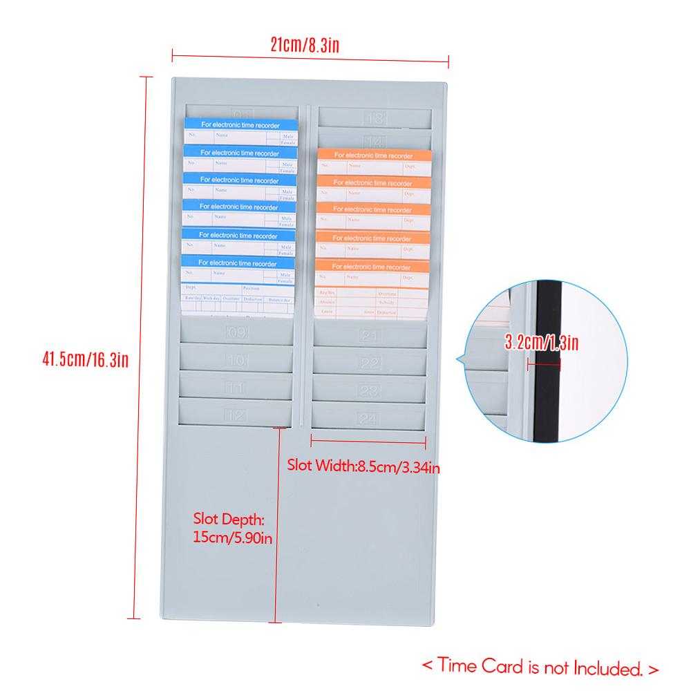 Bisofice Time Card Rack Wall Mount Holder 24 Pocket Slot for Attendance Recorder Punch Time Office