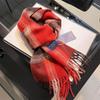 2024 Британский красный клетчатый шарф из искусственного кашемира: Теплый зимний подарочный платок на шею