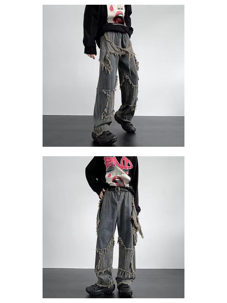 2024 American Retro Wide-Leg Straight Jeans – Summer High Street Style, Loose Fit, Niche Design