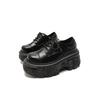 Punk Style Metal Decor Thick Bottom Sneakers Women Gothic Shoes Rock Black Leather Lace-up Heel Height 6CM Platform Shoes 2024