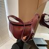 Sewing Thread Shoulder Bags Zipper Women's Bags PU Leather High Capacity Handbag Solid Color Saddle Splicing ARI