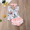 Toddler Kids Baby Girl 0-3Y Clothes Sets Ruffles Short Sleeve Floral Tops PP Shorts Headband Outfits Clothes Set