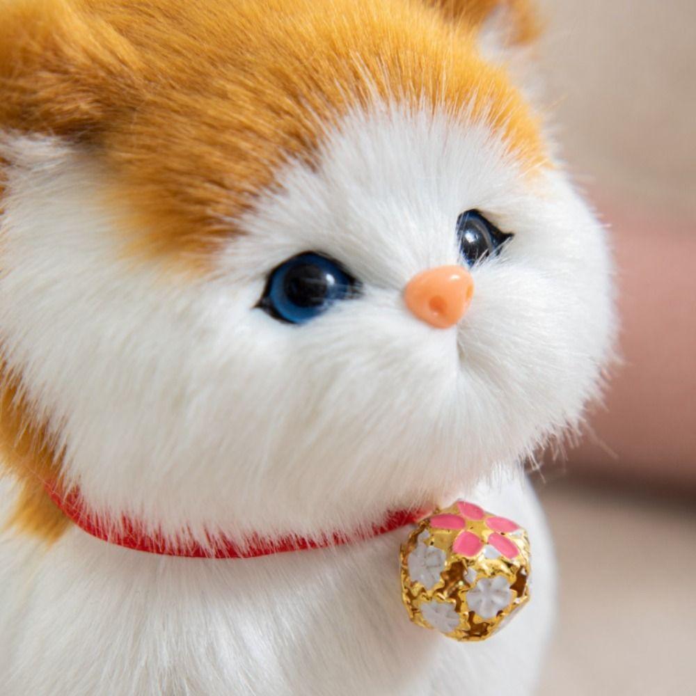 Fluffy Simulation Cat Plush Toy Cute Imitation Cat Plush Doll Plush Cats with Sound Easter Gifts