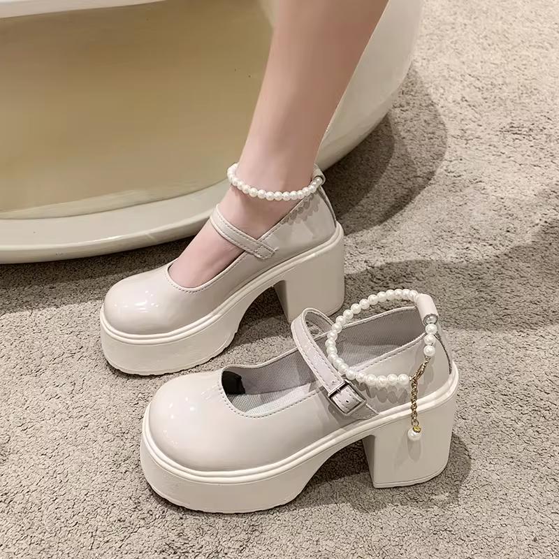 Fashionable White Chunky Platform High Heels Women's New Autumn/Winter Mary Jane Comfortable Sneakers