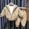 Boys' Autumn and Winter Suit 2022 New Children's Westernized Baby Plush Thickened Warm Two-piece Suit
