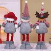 New Christmas Vintage Plaid Retractable Doll Ornament Santa Claus Snowman Elk Legs Doll Ornament