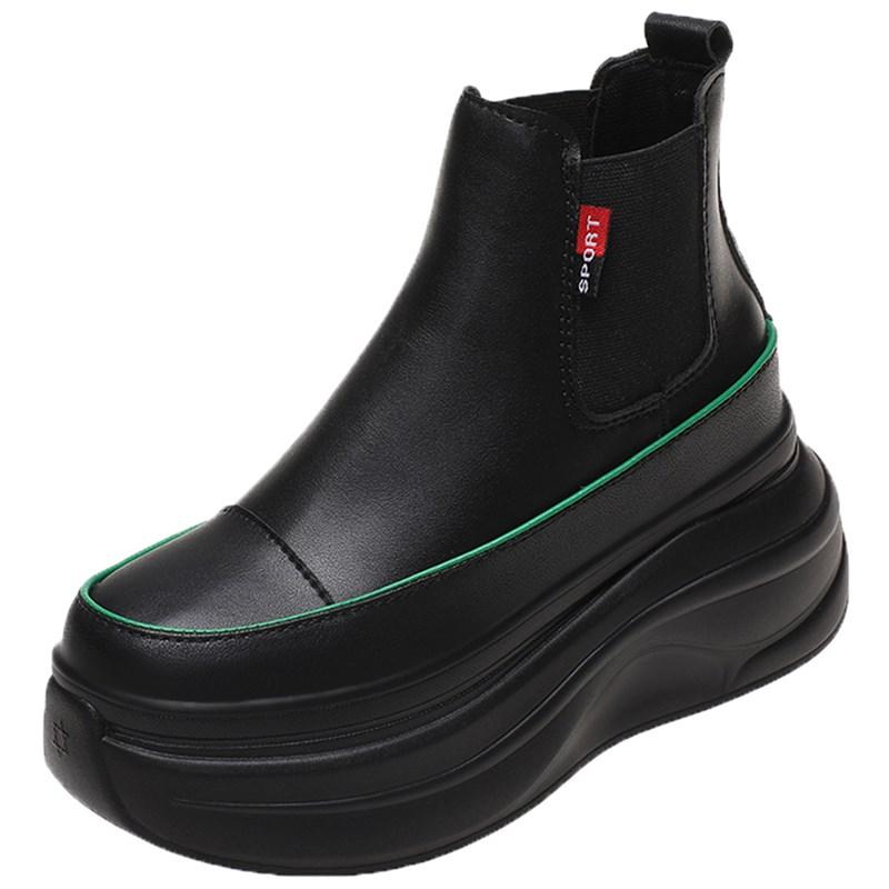 Fashion 7cm Thick-soled Hidden Heel Ankle Boots All-match Comfortable High-top Sneakers Autumn New Chelsea Short Boots Casual Shoes