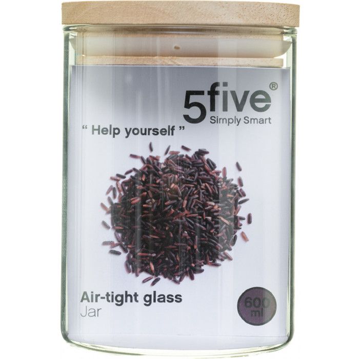 Glass and Wood Storage Jars with Airtight Lid Atmosphera - Airtight Jar 0.6 Liter