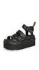 Martens Blaire Quad Strap Sandals Thick Sole Black Hydro Leather Black Hydro Black Black Dr. [27296001 SS22]