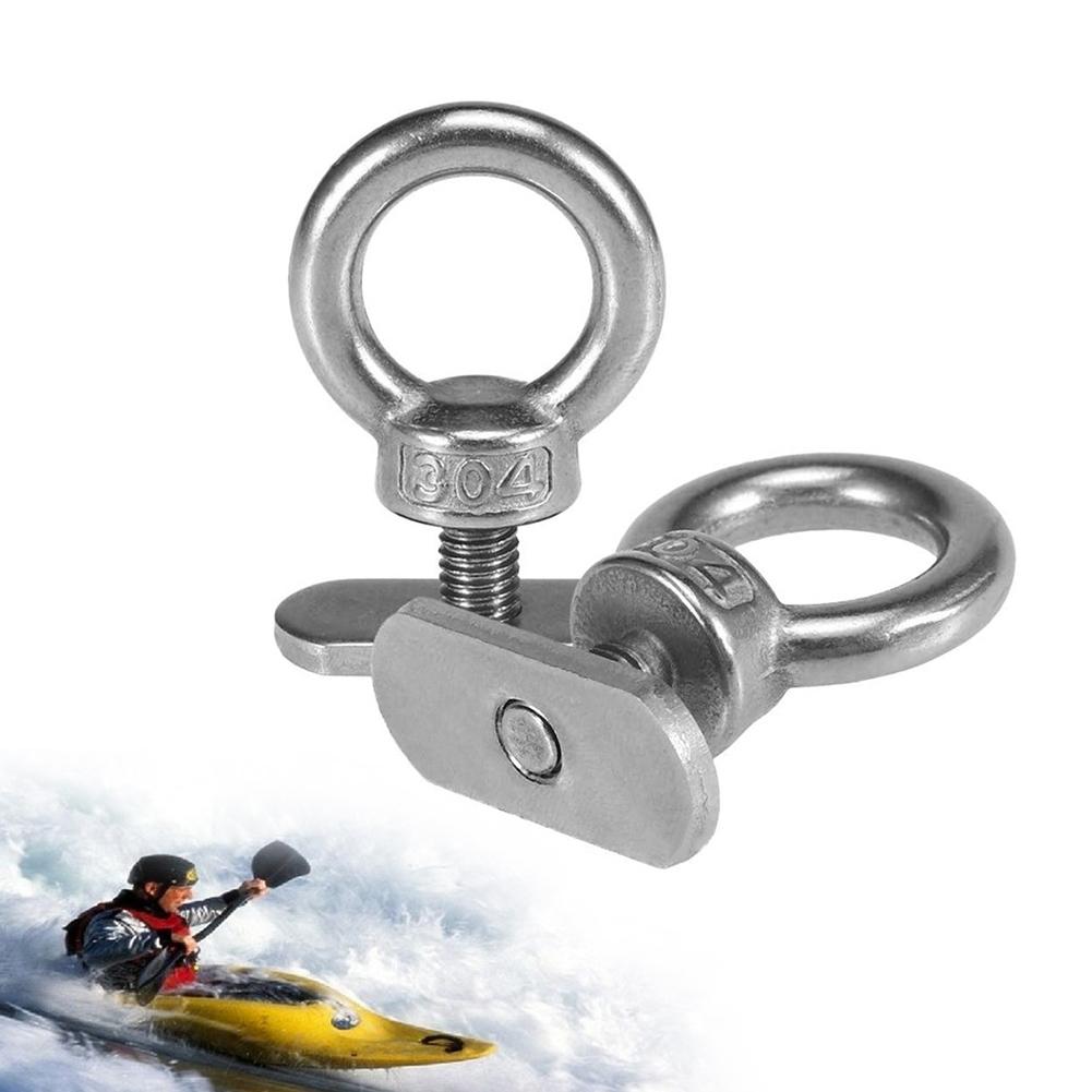 Stainless Steel 2pcs Track Mount Kayak Tie Down Eyelet Track Mount Tie Up Eyelet Kayak Tie Down Eye Bolt for Kayaks Boats Canoes