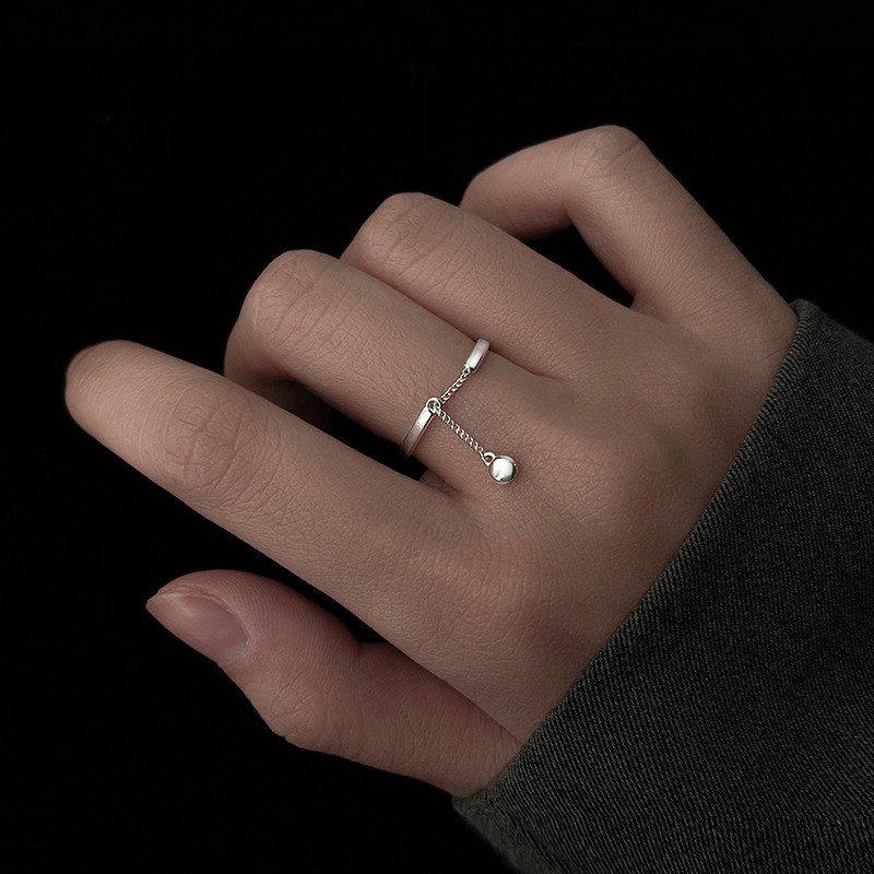 1 Pcs Rings Chain Bead Pendant Ring Lucky Small Bean Chain Beautiful Element Circle Contracted Lndividuality