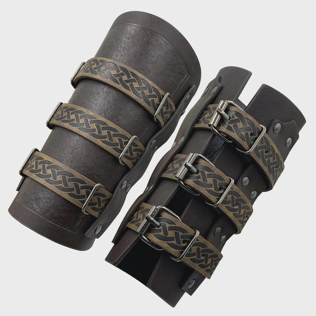 Medieval European Knight Arm Guard with Three-Band Design for Cosplay