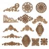 1Pc Unique Natural Floral Wood Carved Wooden Figurines Crafts Corner Appliques Frame Wall Door Furniture Woodcarving Decorative
