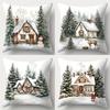 Merry Christmas Decoration Pillowcase Winter Snow Hut Pillow Cover Sofa Cushion Cover Home Decoration New Year Gift