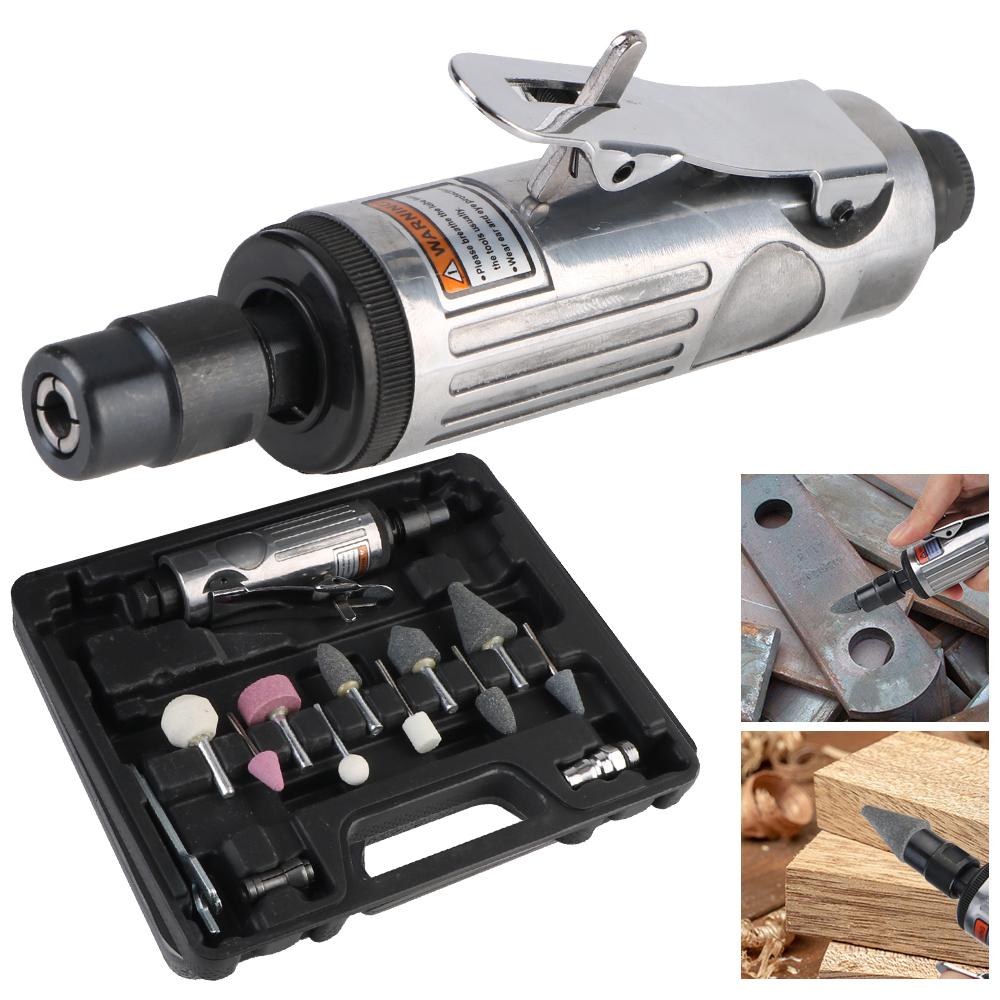 Pneumatic Die Grinder Car Tool Grinding Polishing Machine Kit Air Grinder Mill Engraving Tool 1/4" 1/8" 16Pcs Air Die Grinder