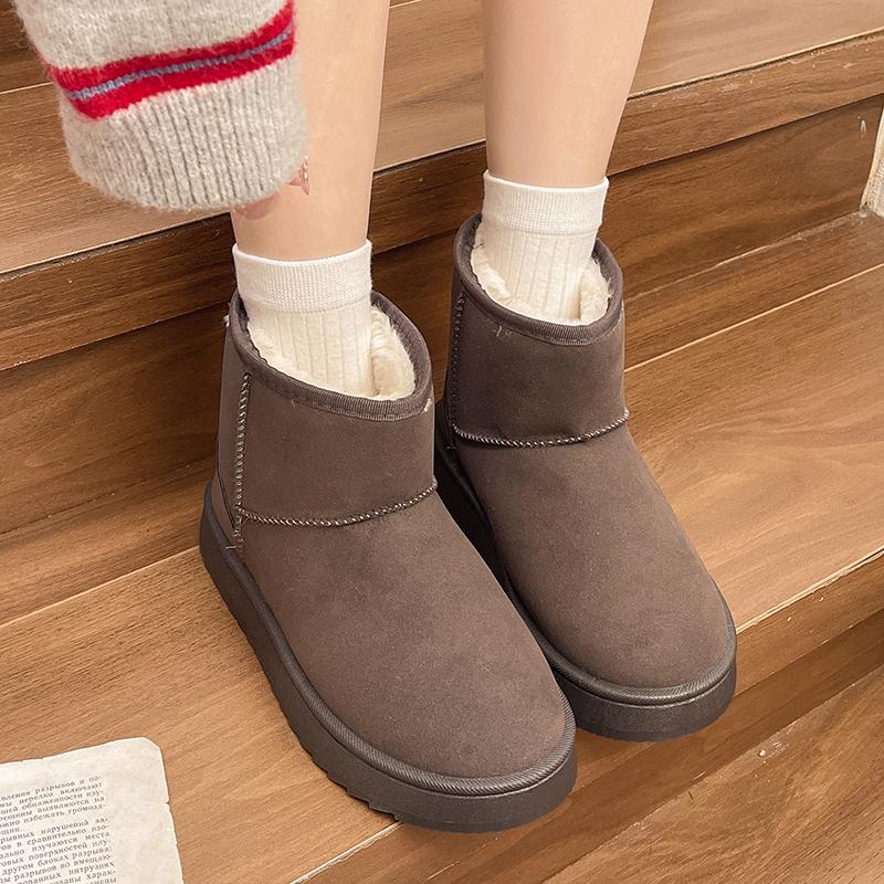 Fashion Women's Flat Snow Boots Winter New Suede Sleeve Non-slip Wear-resistant Comfortable Short Cotton Boots