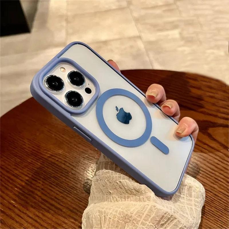 Luxury Magsafe Transparent Case For iPhone 15 14 13 12 11 Pro X XS XR Max Mini 7 8 Plus SE 2022 Magnetic Wireless Charge Cover