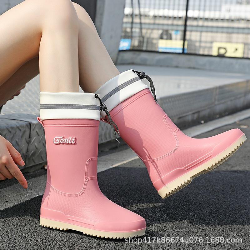 Women's Medium Tube Adult Fashion Non-slip Rain Boots