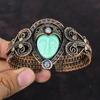 Green Carved Bone Face Cuff Bracelet Gemstone Bangle Copper Wire Wrapped Adjustable Cuff Bracelet Handmade Moonstone Bangle Copper Jewelry