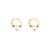 ANENJERY Pearl Hoop Earrings for Women Round Wedding Gold Earrings Party Jewelry