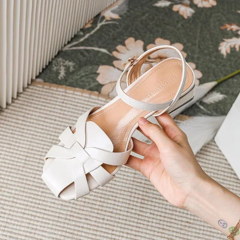 Fashion 2024 Summer New Women's Sandals Roman Style Fashion Design Party and Work Wear Ladies Casual Shoes High Heel Large Size 41-43