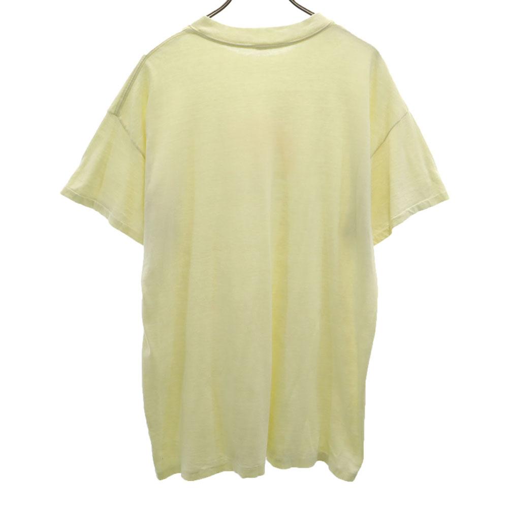 70s 80s Short Sleeve Single Stitch T-shirt Yellow Old Vintage Men's Used