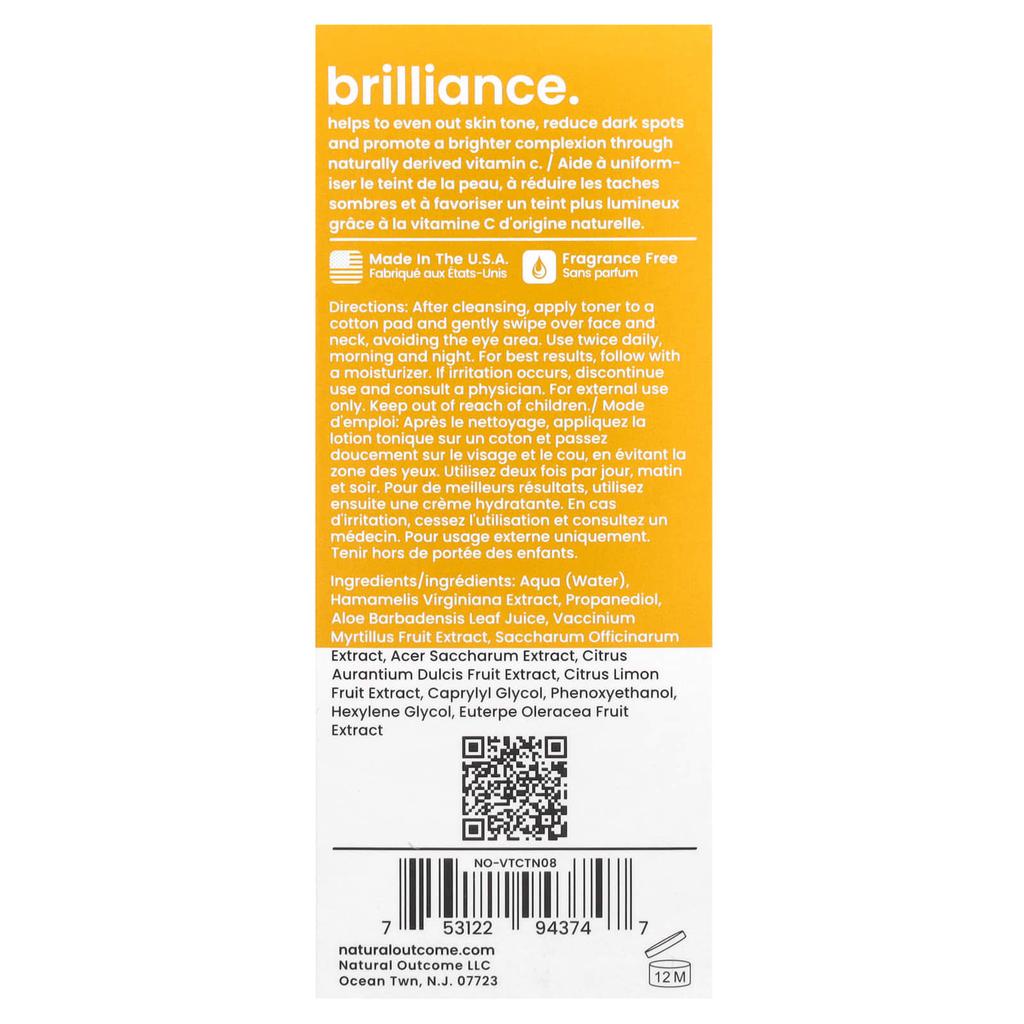 Vitamin C, C-Brilliance Brightening Toner, Fragrance Free, 235Ml(8Oz)