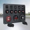 5 Gang 12V LED Light Switch Control Panel Voltmeter 2 USB Charger Circuit Control LED On Off for RV Truck Boat ATV Caravan