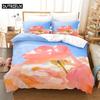 Sky Tulip Lovers Queen Bedding Set Duvet Cover Kids Bedroom Bed Set Comforter Cover Set King Size Duvet Cover Set Bedding Sets