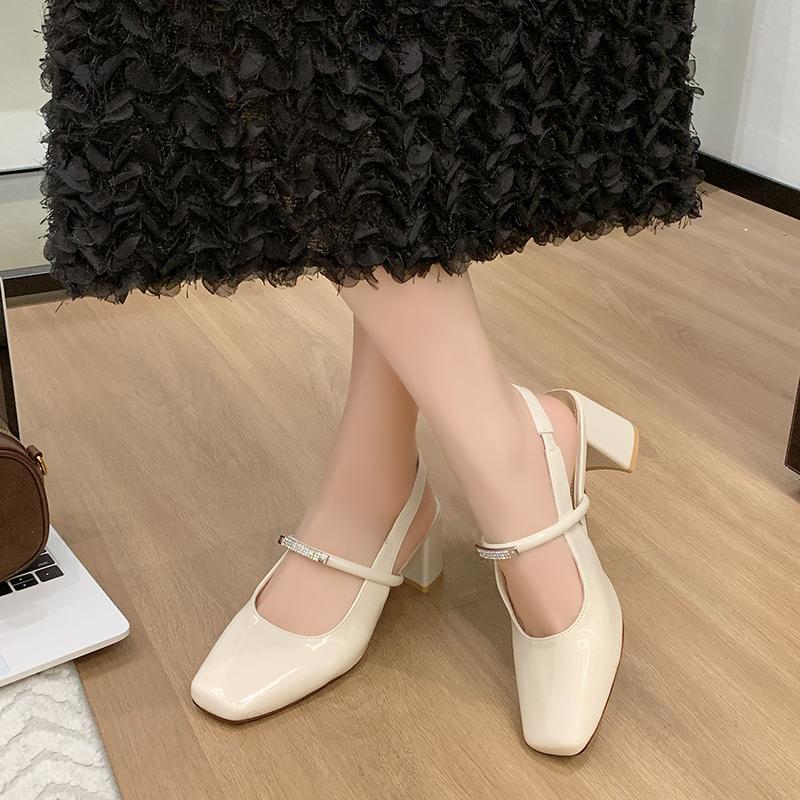 Fashion 2025 New Women's Mary Janes Shoes High Quality Leather Shoes for Women Square Toe Shallow Buckle Strap Women's Shoes Sandalias
