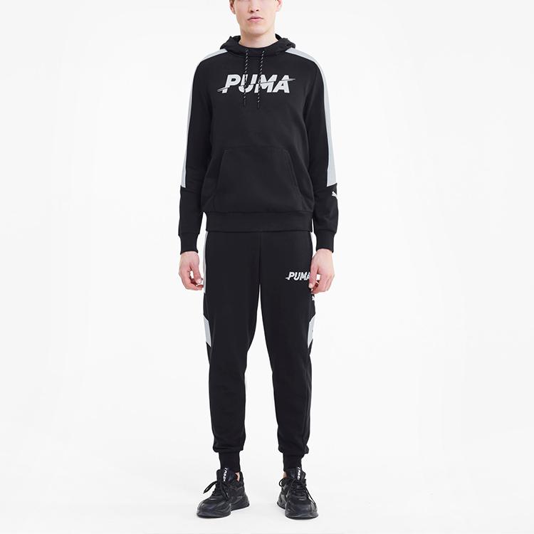 Puma Modern Logo Contrast Hooded Sweatshirt Men Tops Black 585191-01