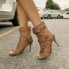 Fashion Buckle Strap Round Peep Toe Women Ankle Boots ArmyGreen Cross Strap Thin Heels Spring Autumn Modern Short Booties