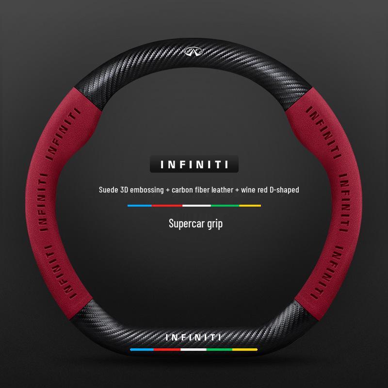 Чехол на руль для специального автомобиля Infiniti - Натуральная кожа, Замша, Углеволокно, Универсальный, Дышащий, Всесезонный