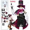 Lyney Cosplay Costume Wig Fontaine Lyney Leather Uniform Hat Dress Short Hair Skirt Glove Outfit Tail Magician