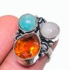 Natural Citrine, Aquamarine 925 Sterling Silver Jewelry Ring Size 7 M5b46