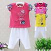 Комплект из 2 предметов для новорожденных девочек, брюки с короткими рукавами, футболка, костюм, летняя хлопковая одежда с героями мультфильмов