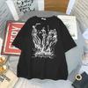 100% Cotton T Shirt Skull Print Gothic Streetwear Summer Loose Unisex Women T-shirt Punk Dark Grunge Top Harajuku Y2k Clothing Unisex