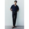 H M sliM Fit Cotton Twill Pants Navy Blue